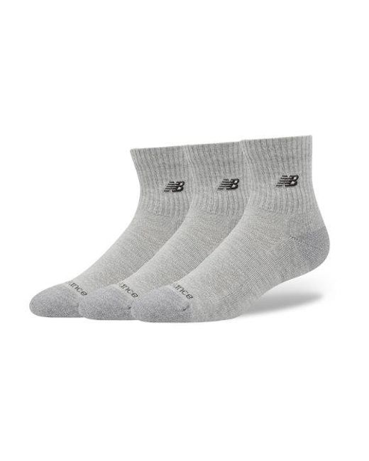 New Balance Gray Active Premium Qtr 3 Pack Socks 3 Pack