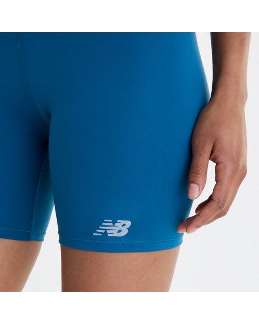 New Balance Blue Nb Harmony High Rise Short 6"