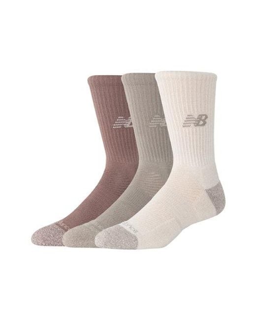 New Balance Brown Active Crew Socks 3 Pack