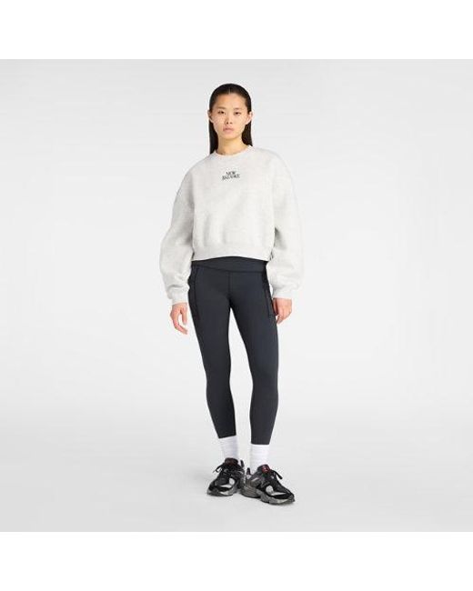 New Balance White Trackside Fleece Crew Shirt