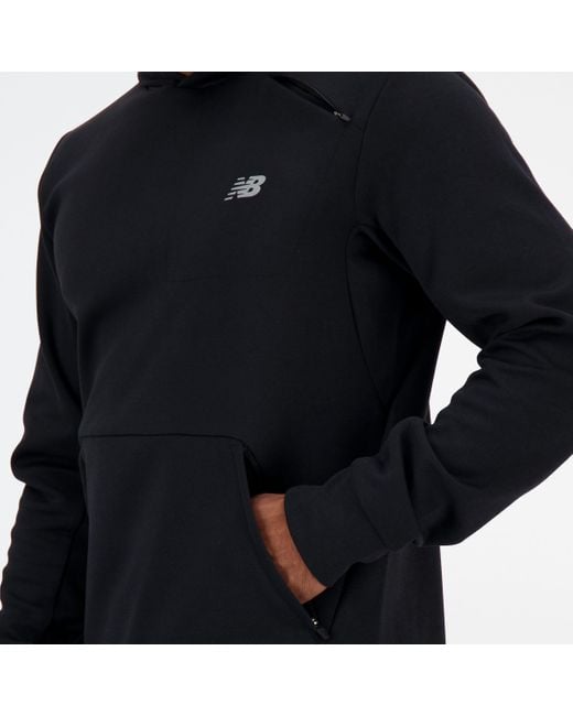 New Balance Blue Tech Knit Hoodie In Black Poly Knit for men