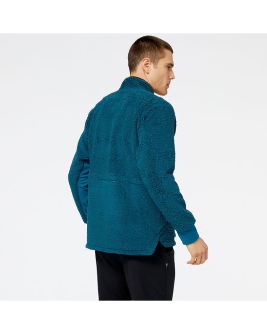 New Balance London Edition Q Speed Sherpa Anorak In Blue Poly Knit for men