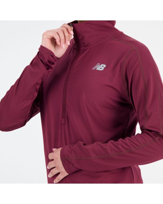 New Balance Accelerate Half Zip In Red Poly Knit