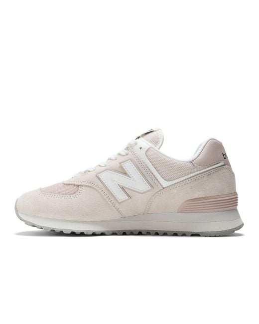 New Balance 574 In Pink/white Suede/mesh