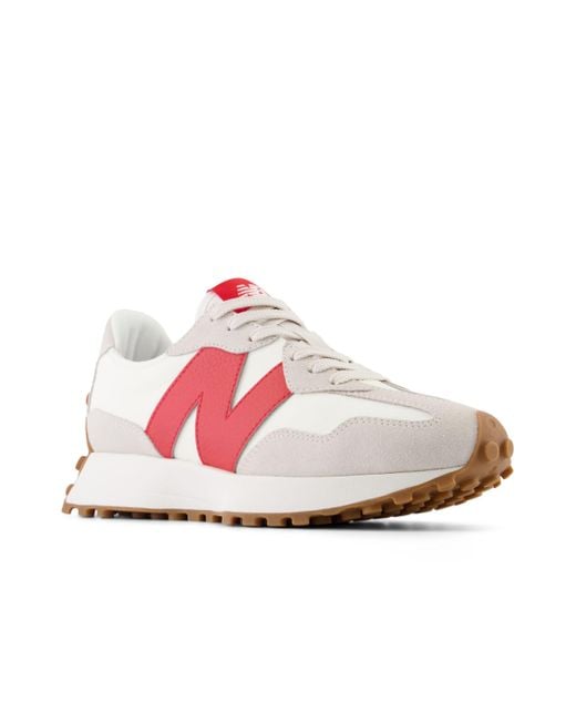 New Balance Pink 327 In Beige/red Suede/mesh