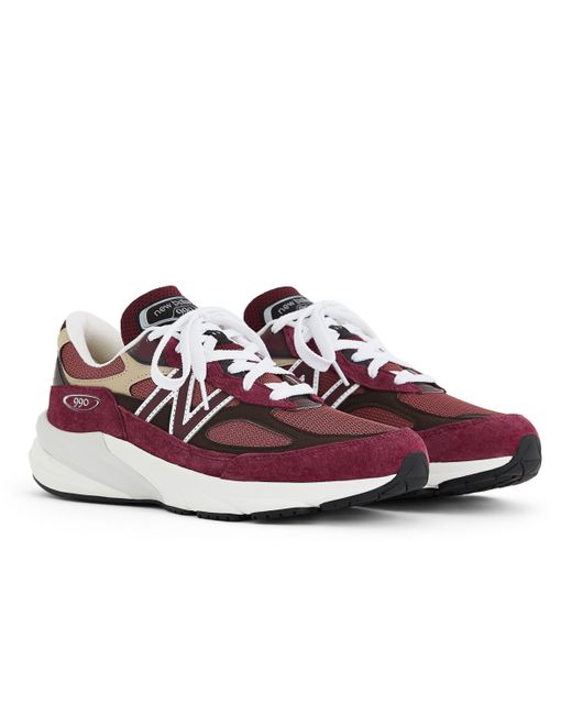 New Balance Multicolor Made In Usa 990v6 In Red/brown Leather