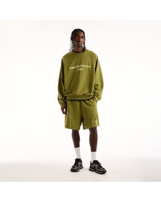 New Balance Green Trackside French Terry Short 7" for men