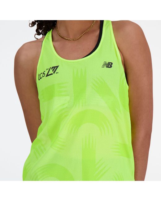 New Balance London Edition Printed Nb Athletics Tank In Green Poly Knit