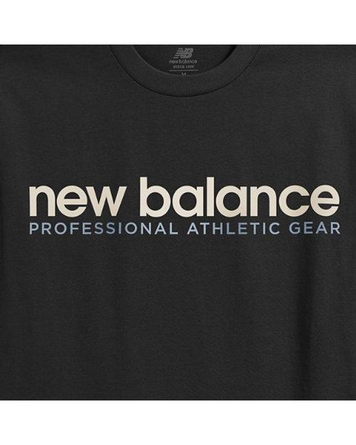 New Balance Professional Ad T-shirt In Black Cotton Fleece for men