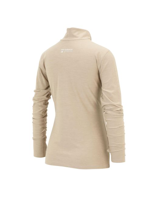 New Balance Natural Linear Heritage Space Dye Quarter Zip In Grey Poly Knit