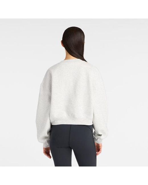 New Balance White Trackside Fleece Crew Shirt