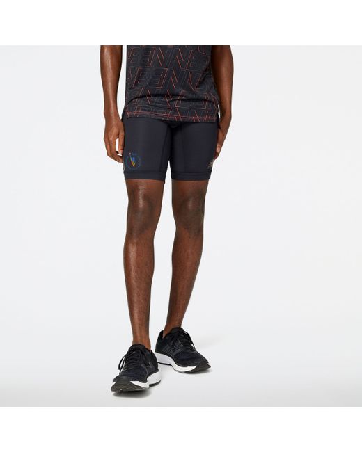 New Balance Nyc Marathon Q Speed 9 Inch Half Tight in Black (Blue) for Men Lyst