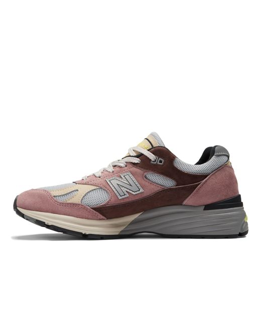 New Balance Made In Uk 991v2 In Pink/brown/grey/green Suede/mesh