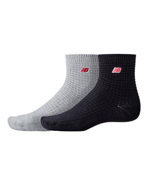 Unisexe Waffle Knit Ankle Socks 2 Pack En Noir/Gris/, Cotton, Taille New Balance en coloris Blue
