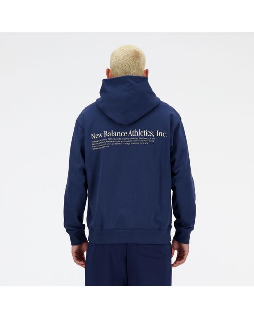 New Balance Athletics embroidered hoodie in blau in Blue für Herren