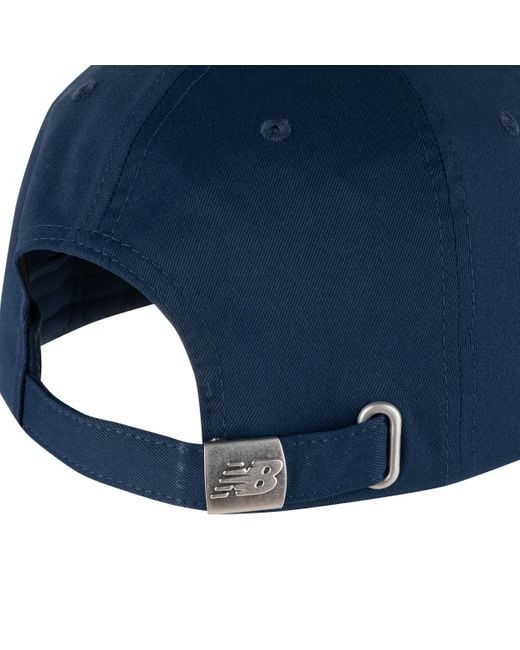 New Balance 6 Panel Linear Logo Hat In Blue Polyester