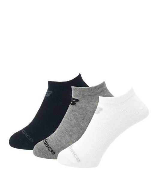 Unisexe Performance Cotton Flat Knit No Show Socks 3 Pack En Noir/Gris/, Taille New Balance en coloris Blue