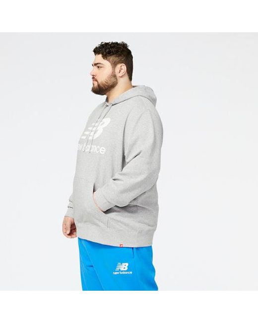 New Balance Nb Essentials Stacked Logo Po Hoodie in Grey for Men Lyst UK