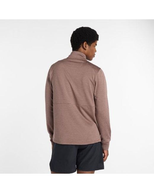 New Balance Brown Rc Essential Heat Grid 1/2 Zip for men