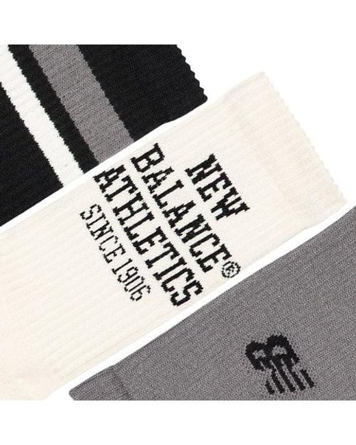 New Balance Black Active Graphic Crew Socks 3 Pack