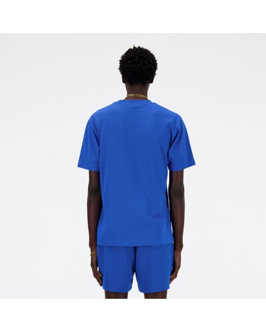 New Balance Athletics Premium Logo T-shirt In Blue Cotton for men
