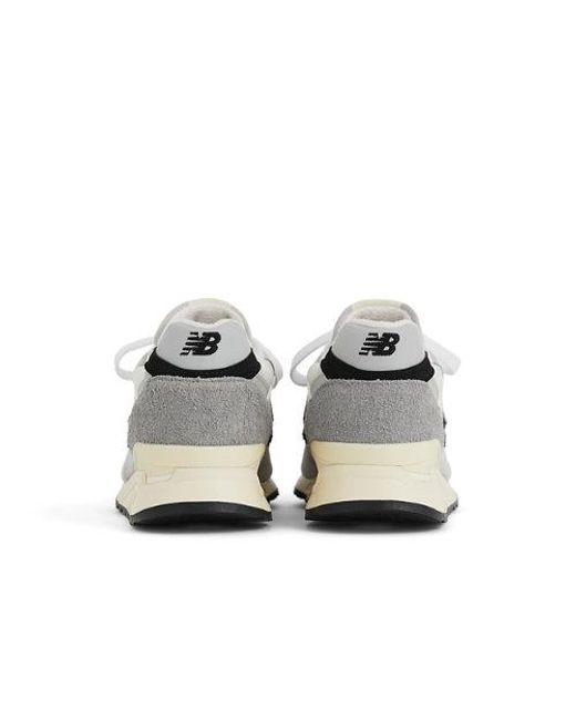 New Balance White Made In Usa 998 In Grey/black Leather for men