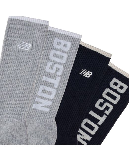 New Balance Blue Boston Crew Socks 2 Pack In Cotton