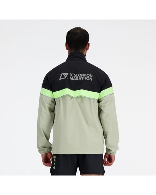 New Balance Green London Edition Marathon Jacket In Black Polywoven for men