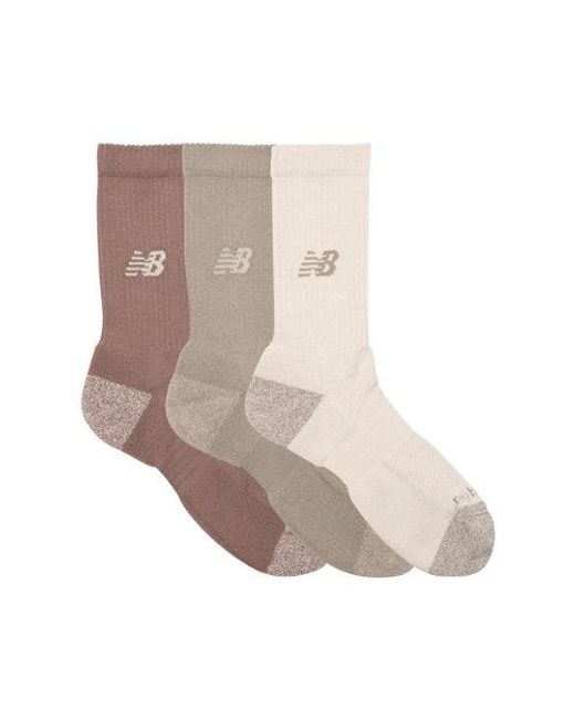 New Balance Active Crew Socks 3 Pack in het Brown
