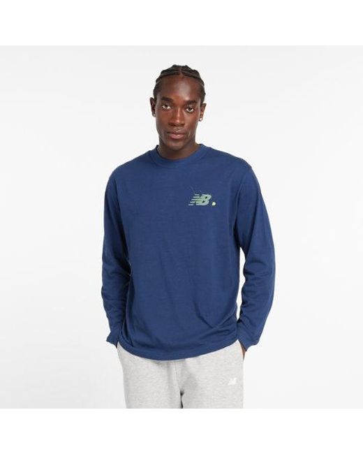 New Balance Blue Relaxed Court Long Sleeve for men
