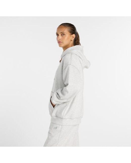 New Balance White Athletics French Terry Logo Hoodie