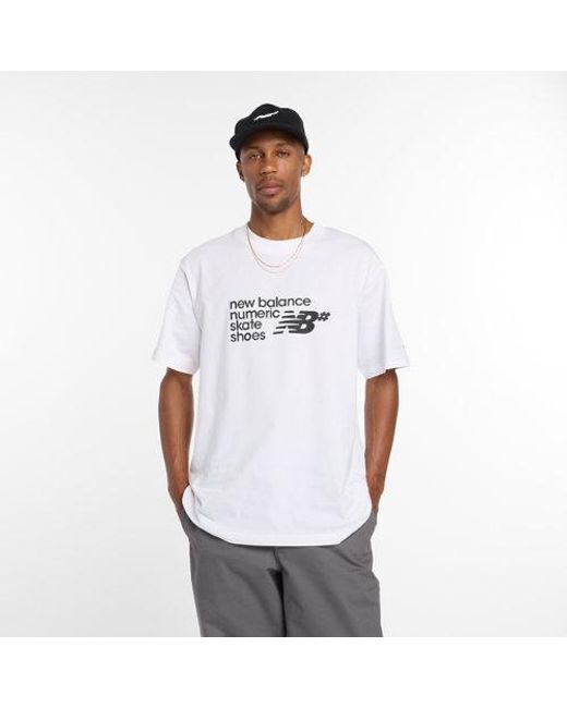 New Balance White Numeric Stacked Graphic T-Shirt for men