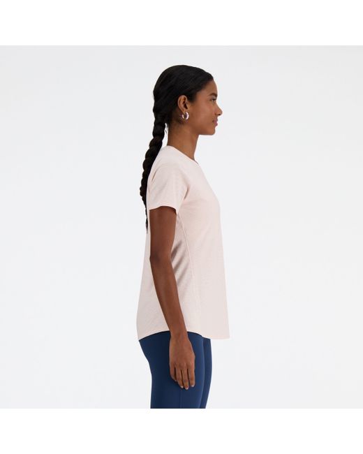 New Balance White Jacquard slim t-shirt in rosa