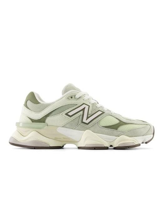 New Balance White 9060 In Green Suede/mesh for men