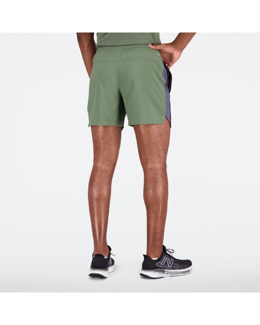 New Balance Accelerate 5 Inch Short In Green Polywoven for men
