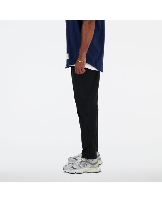 New Balance Twill Straight Pant 28" In Black Cotton Twill for men