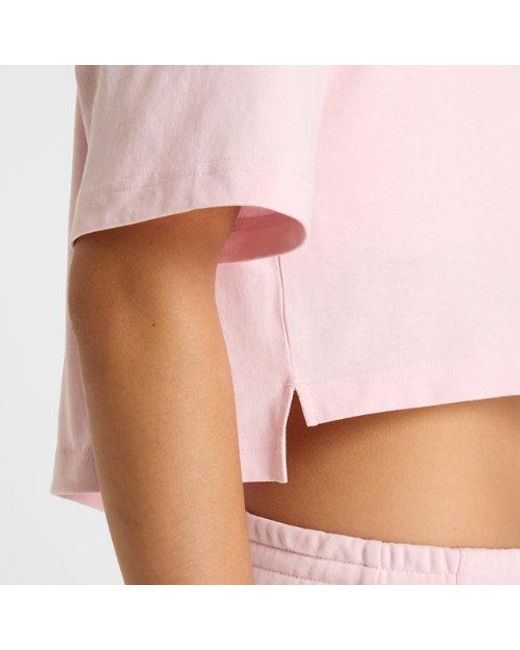 New Balance Pink Damen Logo Oversized Jersey T-Shirt