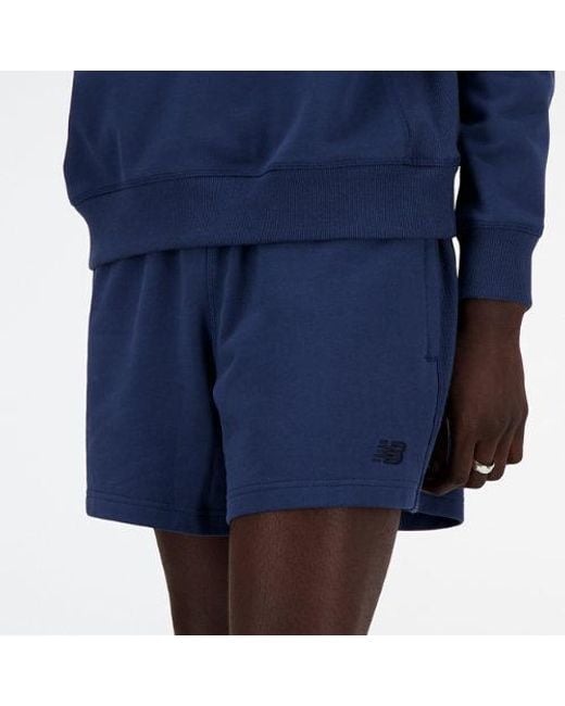 New Balance Athletics French Terry Short 5" In Blue Cotton for men