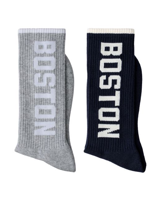 New Balance Blue Boston Crew Socks 2 Pack In Cotton
