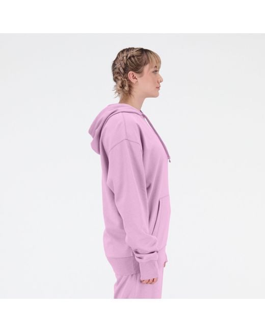 New Balance Pink Uni-ssentials French Terry Hoodie In Cotton