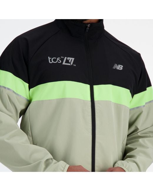 New Balance Green London Edition Marathon Jacket In Black Polywoven for men
