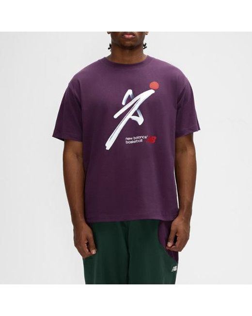New Balance Multicolor Basketball Painted T-Shirt for men