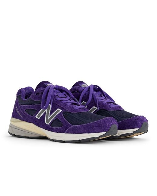 New Balance Blue Made In Usa 990v4 In Purple/grey Leather