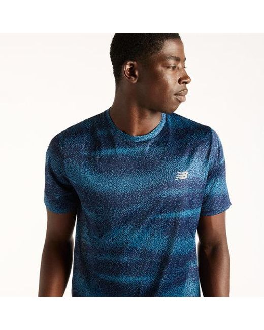 New Balance Blue Rc Essential Printed T-Shirt for men