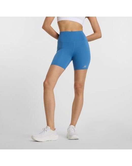 New Balance Blue Nb Harmony High Rise Short 6"