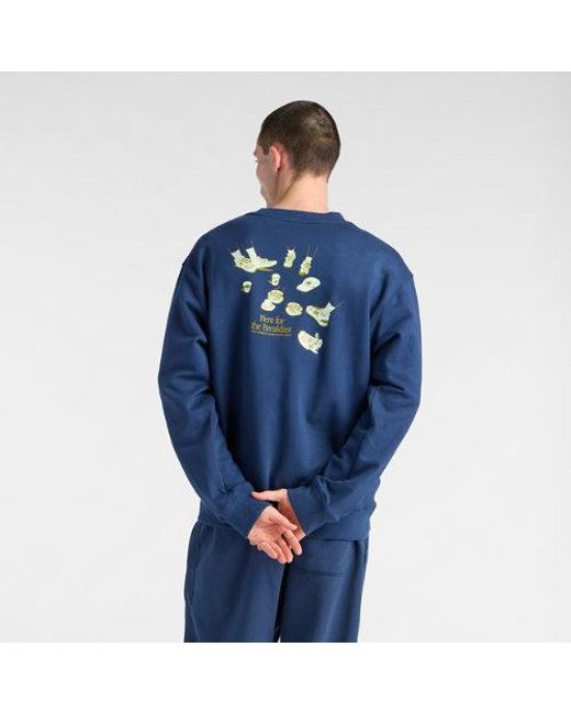New Balance Blue London Edition Athletics Graphic French Terry Crew for men