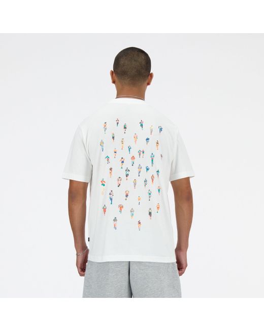 Sport essentials runners t-shirt in bianca di New Balance in White da Uomo