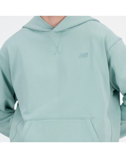 New Balance Blue Athletics French Terry Hoodie In Green Cotton Fleece for men