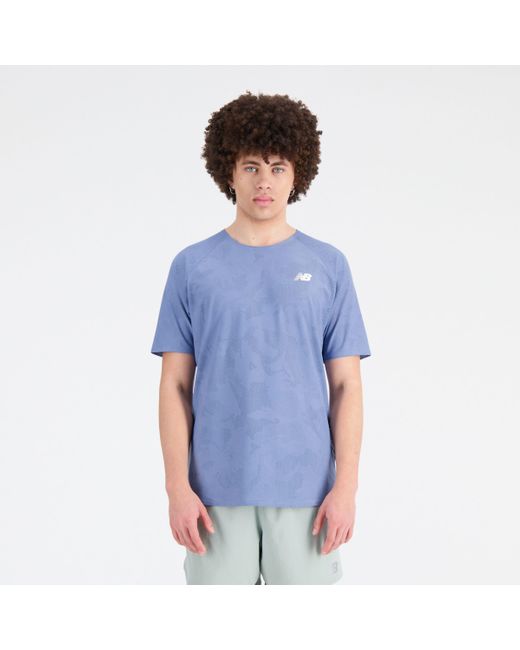 New Balance Blue Q Speed Jacquard Short Sleeve In Poly Knit for men