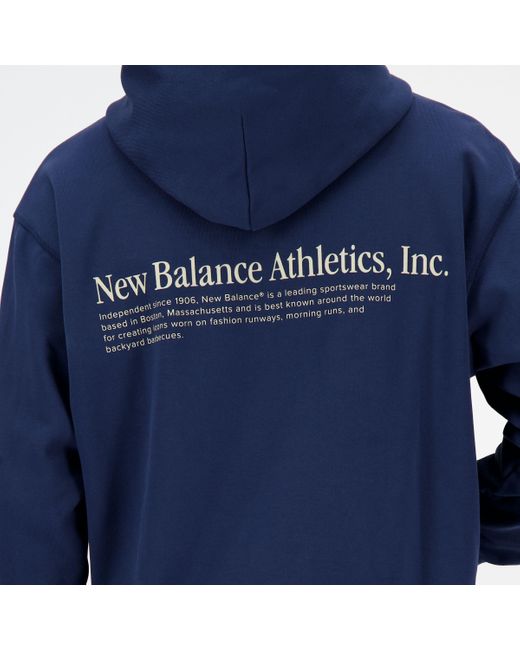 New Balance Athletics Embroidered Hoodie in het Blue voor heren